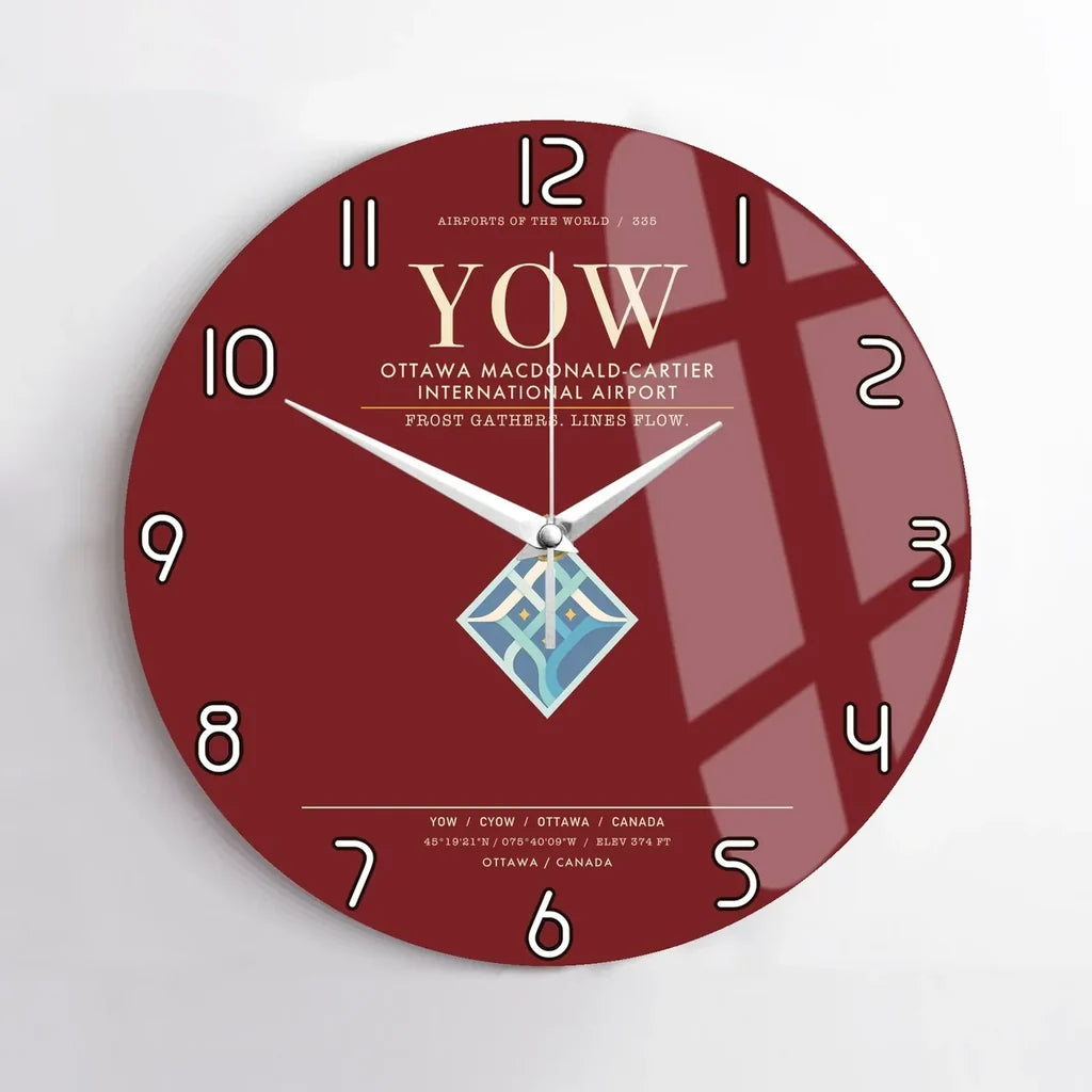 Ottawa Macdonald-Cartier International Airport YOW Wall-Clock No-Frame - Dark Red