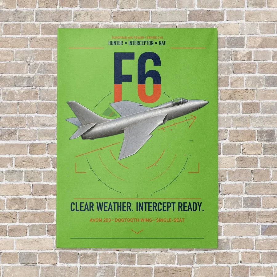 Hawker Hunter F6 vertical canvas print - no frame - light green background