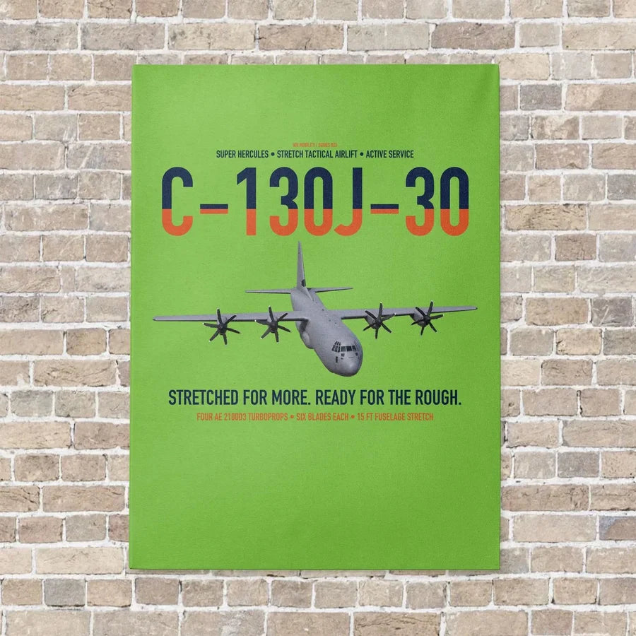C-130J-30 Super Hercules vertical canvas print - no frame - light green background