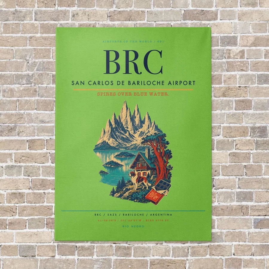 San Carlos de Bariloche Airport BRC - Canvas No Frame - Light Green