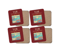 Thumbnail for Regina International Airport (YQR) design on dark red 4 pieces set coaster