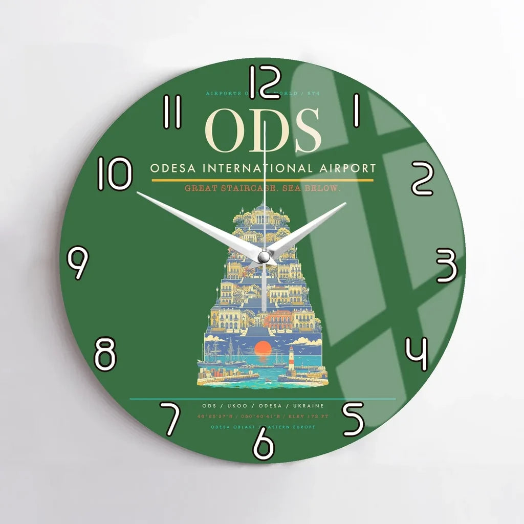 Odesa International Airport ODS Wall-Clock No-Frame - Green