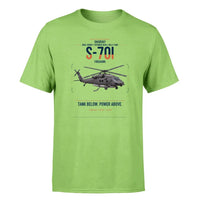 Thumbnail for Sikorsky S-70i FIREHAWK design on light green t-shirt, single-side print