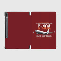 Thumbnail for C-40A Clipper Fleet Logistics Ready design on dark red samsung tablet tablet case