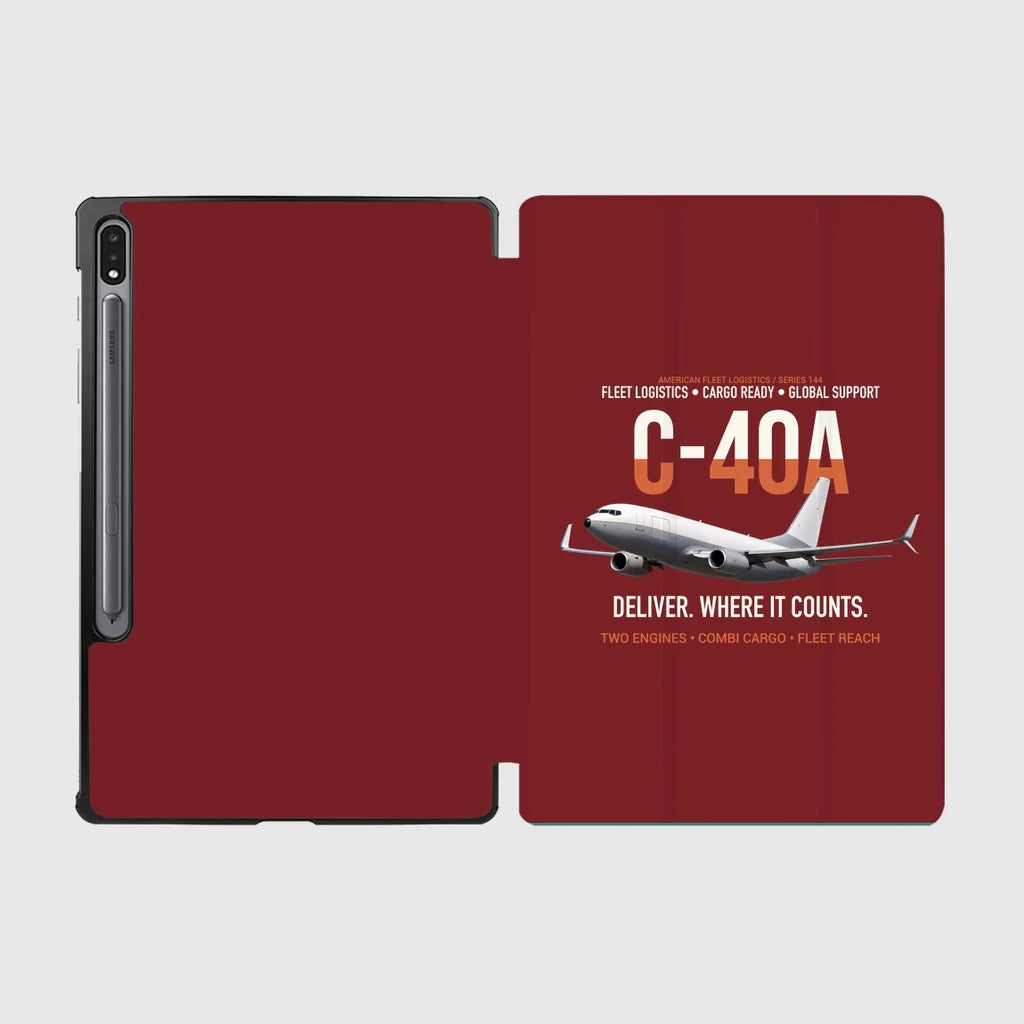 C-40A Clipper Fleet Logistics Ready design on dark red samsung tablet tablet case