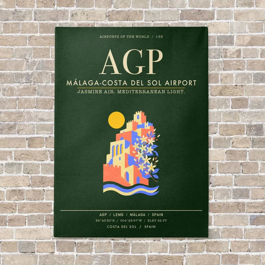 Malaga-Costa del Sol Airport AGP - Canvas Framed - Dark Green