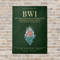 Thumbnail for Baltimore-Washington International Thurgood Marshall Airport BWI - Canvas Framed - Dark Green