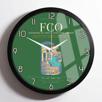 Thumbnail for Rome Leonardo da Vinci Fiumicino Airport FCO Wall-Clock Framed - Green