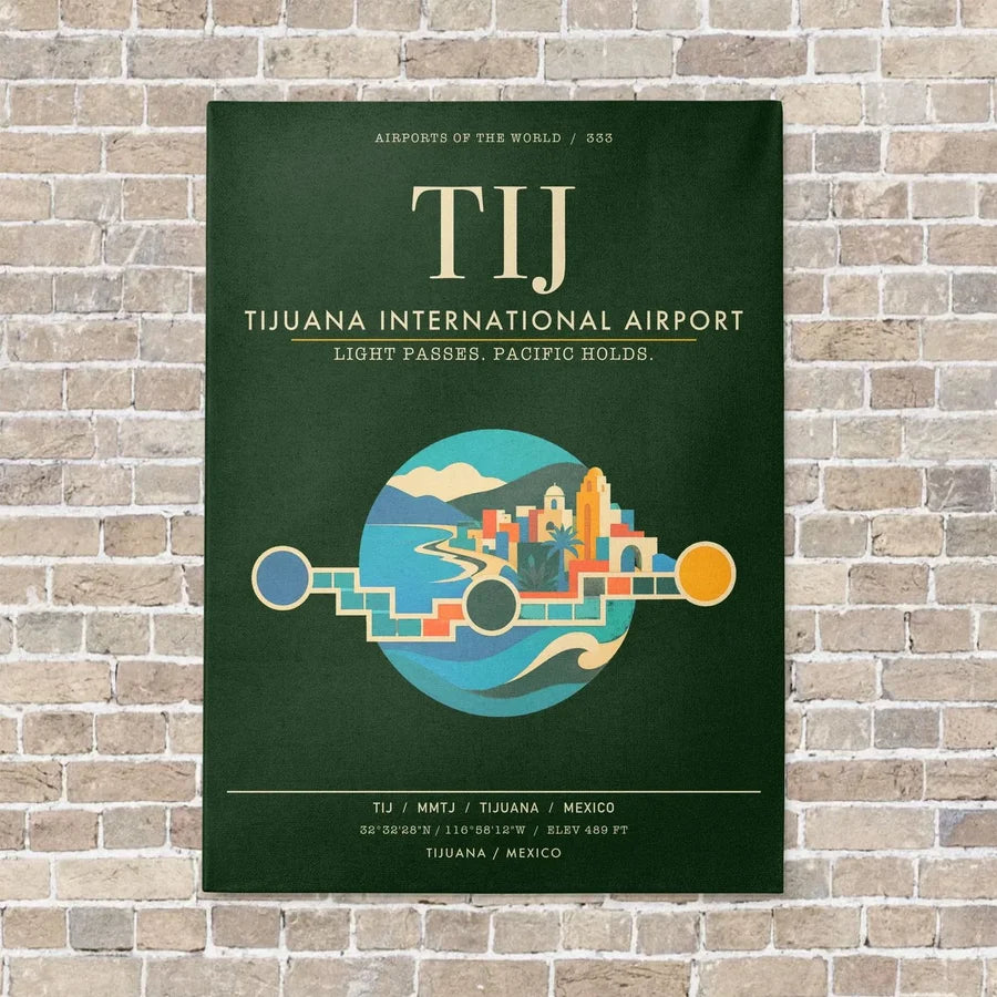 Tijuana International Airport TIJ - Canvas Framed - Dark Green