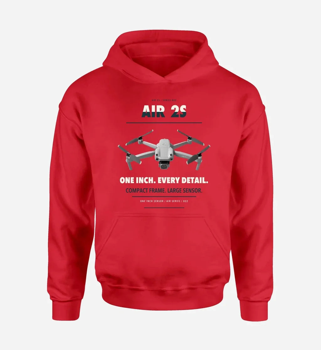 DJI Air 2S design on red hoodie single side