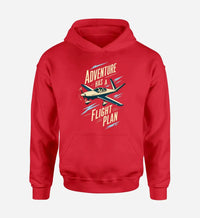 Thumbnail for SIGNAL 22 - Adventure Has A Flight Plan design on red hoodie single side