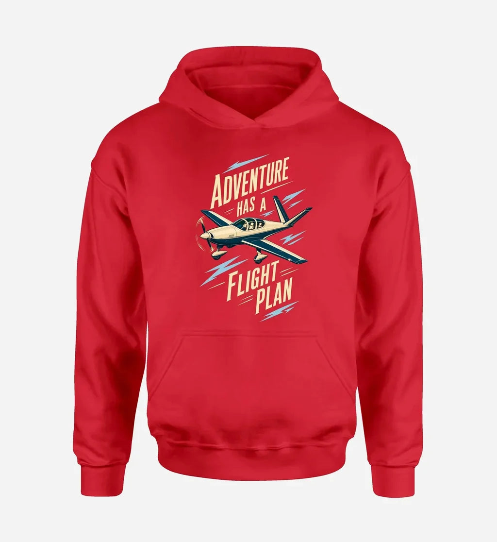 SIGNAL 22 - Adventure Has A Flight Plan design on red hoodie single side
