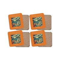 Thumbnail for The Coconut Telegraph - Designed Coasters design on orange 4-pieces-set