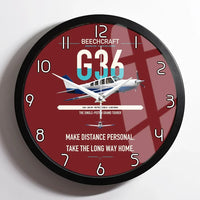 Thumbnail for Beechcraft Bonanza G36 design on dark red framed wall clock