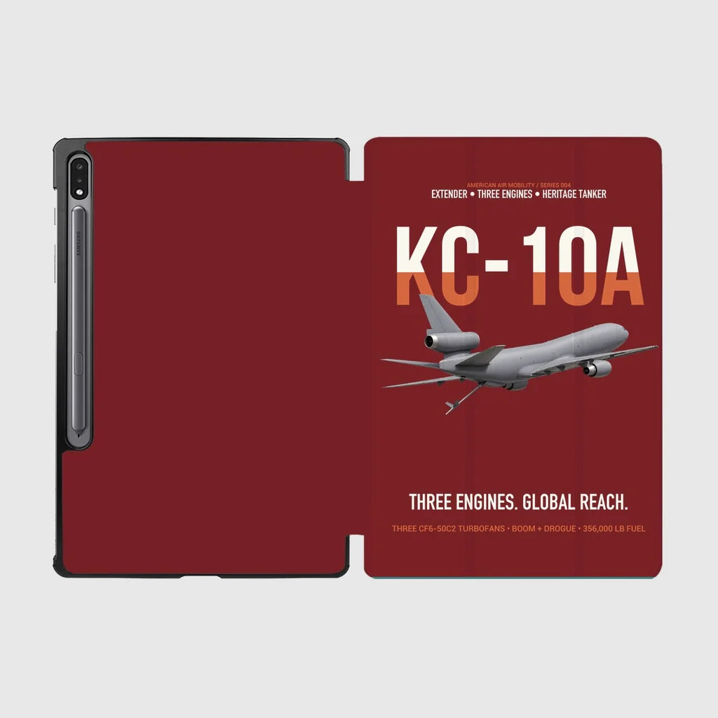 KC-10A EXTENDER design on dark red samsung tablet tablet case