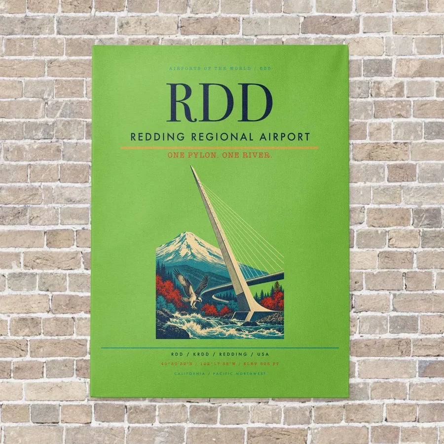 Redding Regional Airport RDD vertical canvas print - no frame - light green background