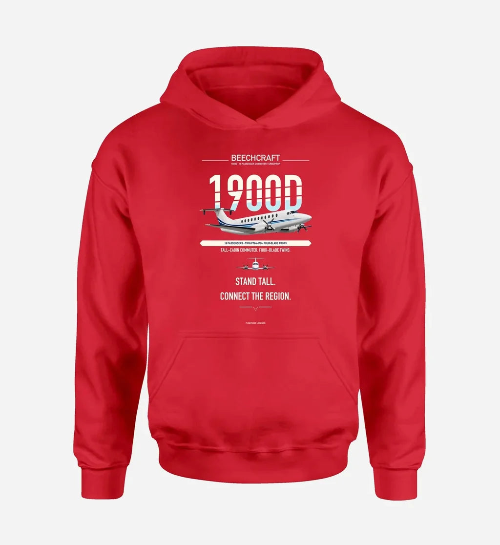 Beechcraft 1900D design on red hoodie single side