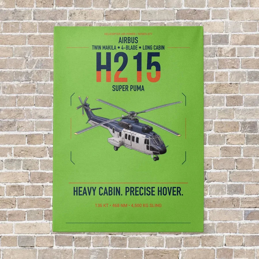 Airbus H215 vertical canvas print - no frame - light green background