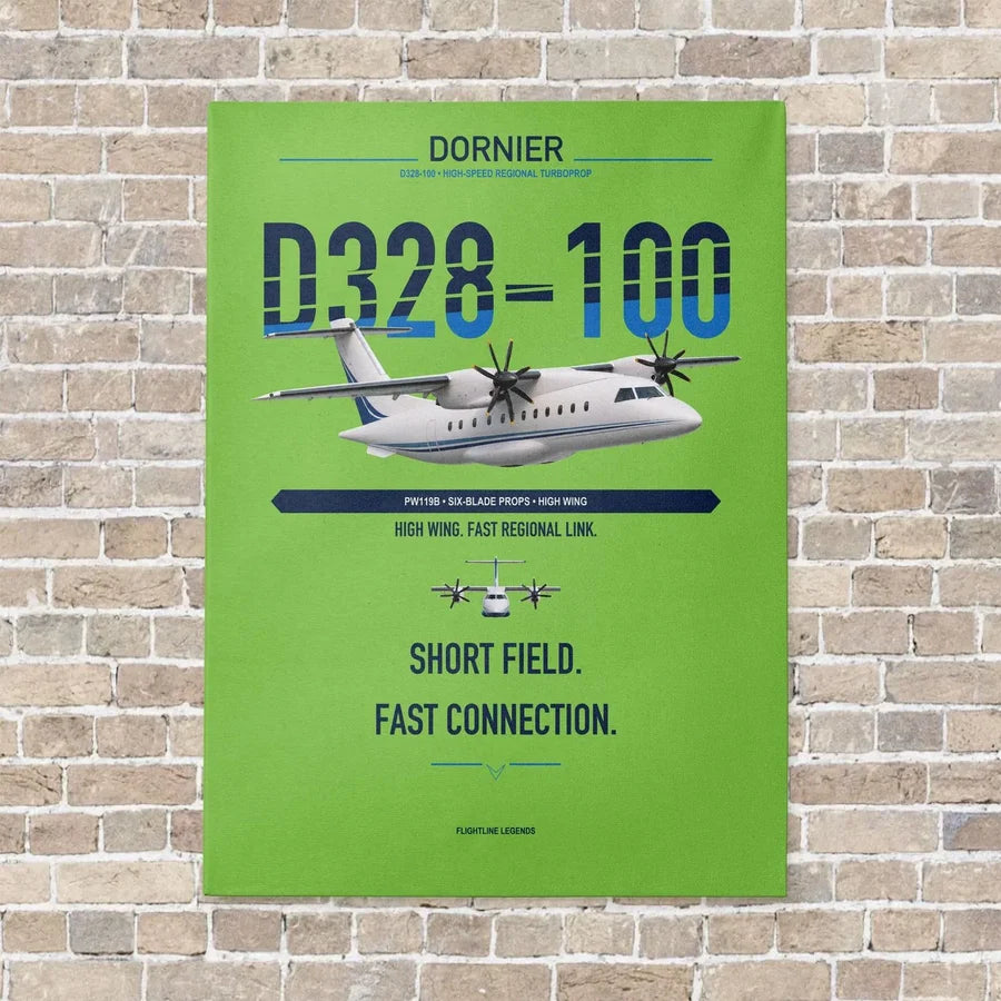 Dornier D328-100 vertical canvas print - no frame - light green background
