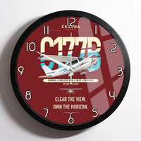Thumbnail for Cessna 177B Cardinal design on dark red framed wall clock
