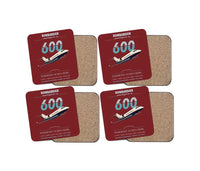 Thumbnail for Bombardier Challenger 600 design on dark red 4 pieces set coaster