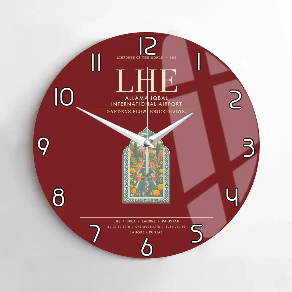 Allama Iqbal International Airport Lahore LHE Wall-Clock No-Frame - Dark Red