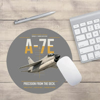 Thumbnail for A-7E Corsair II design on gray round mouse pad