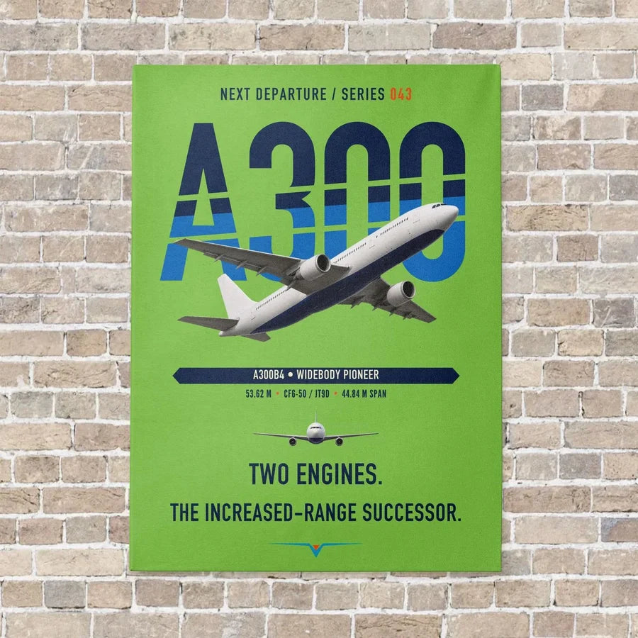 Airbus A300B4 vertical canvas print - no frame - light green background