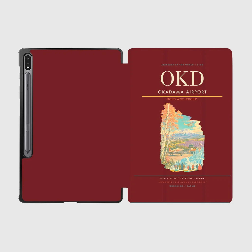 Okadama Airport (OKD) design on dark red samsung tablet tablet case