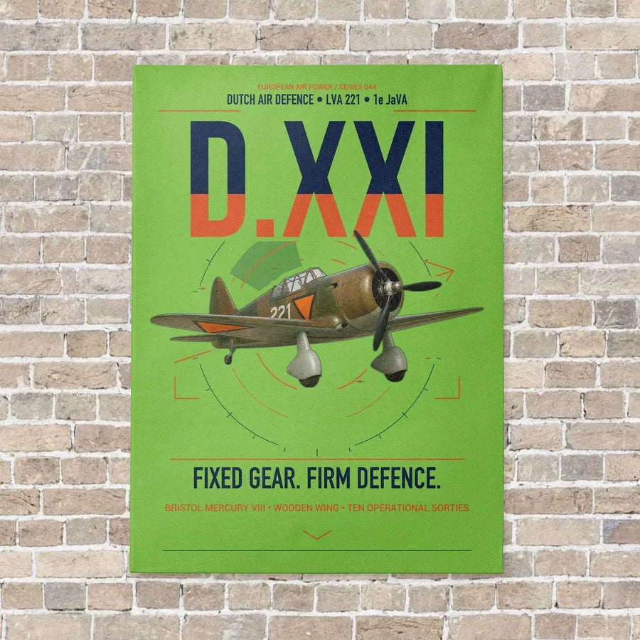 Fokker D.XXI — Dutch LVA aircraft 221 vertical canvas print - no frame - light green background