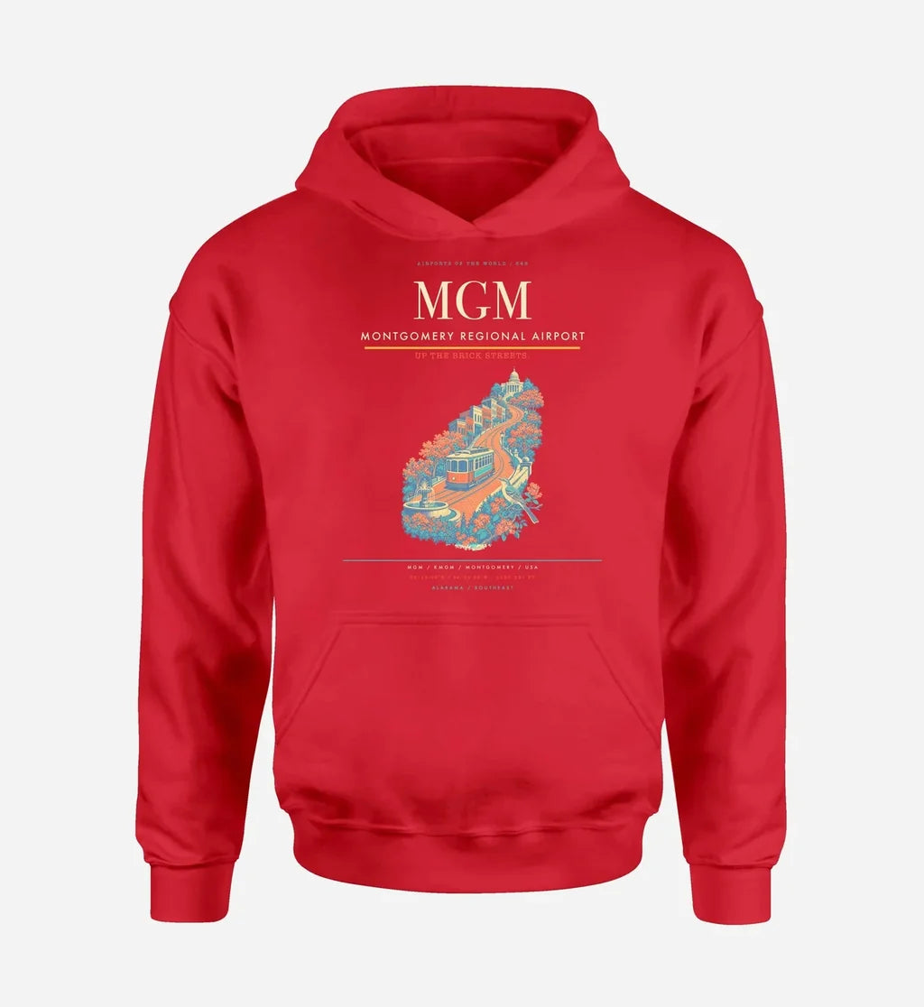 Montgomery Regional Airport (MGM) design on red hoodie single-side print