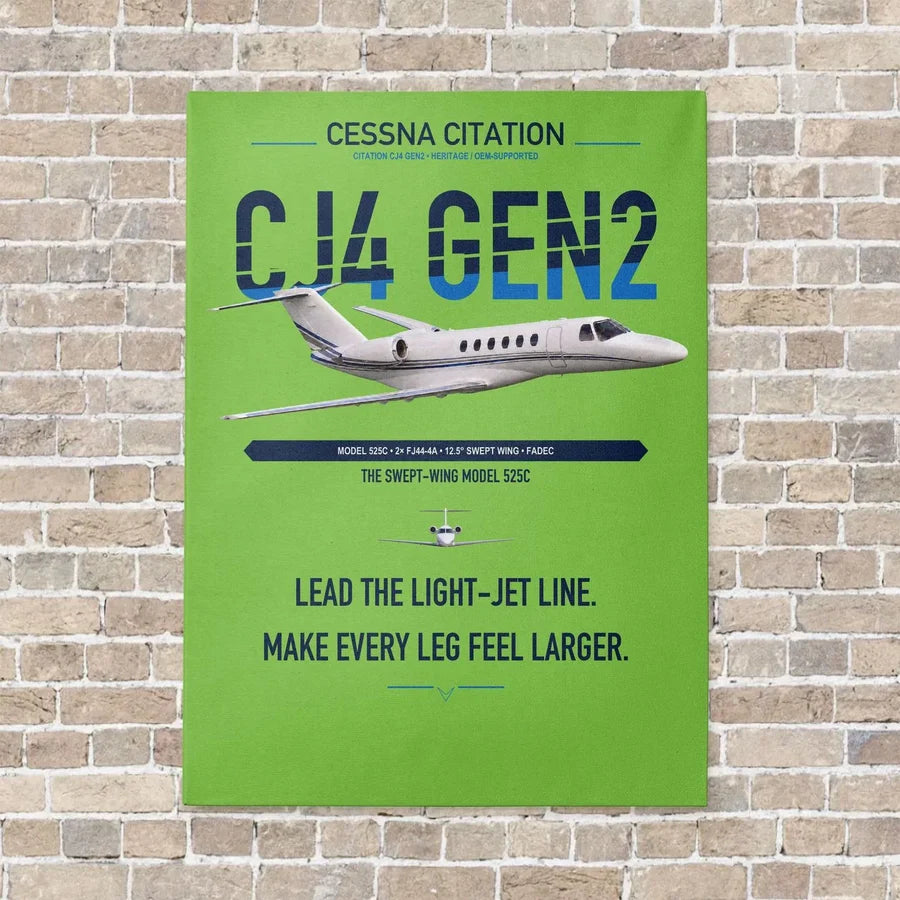 Cessna Citation CJ4 Gen2 vertical canvas print - no frame - light green background