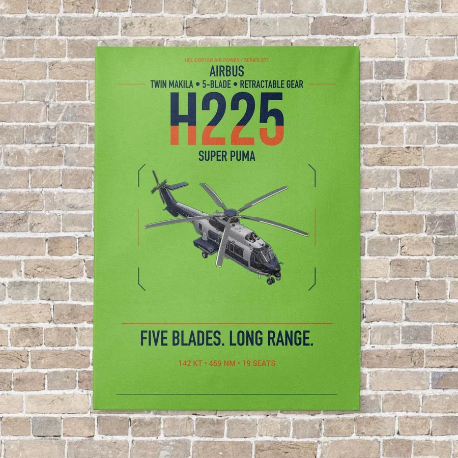 Airbus H225 vertical canvas print - no frame - light green background
