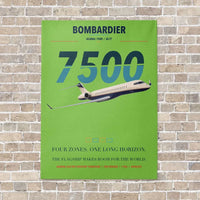 Thumbnail for Bombardier Global 7500 vertical canvas print - no frame - light green background