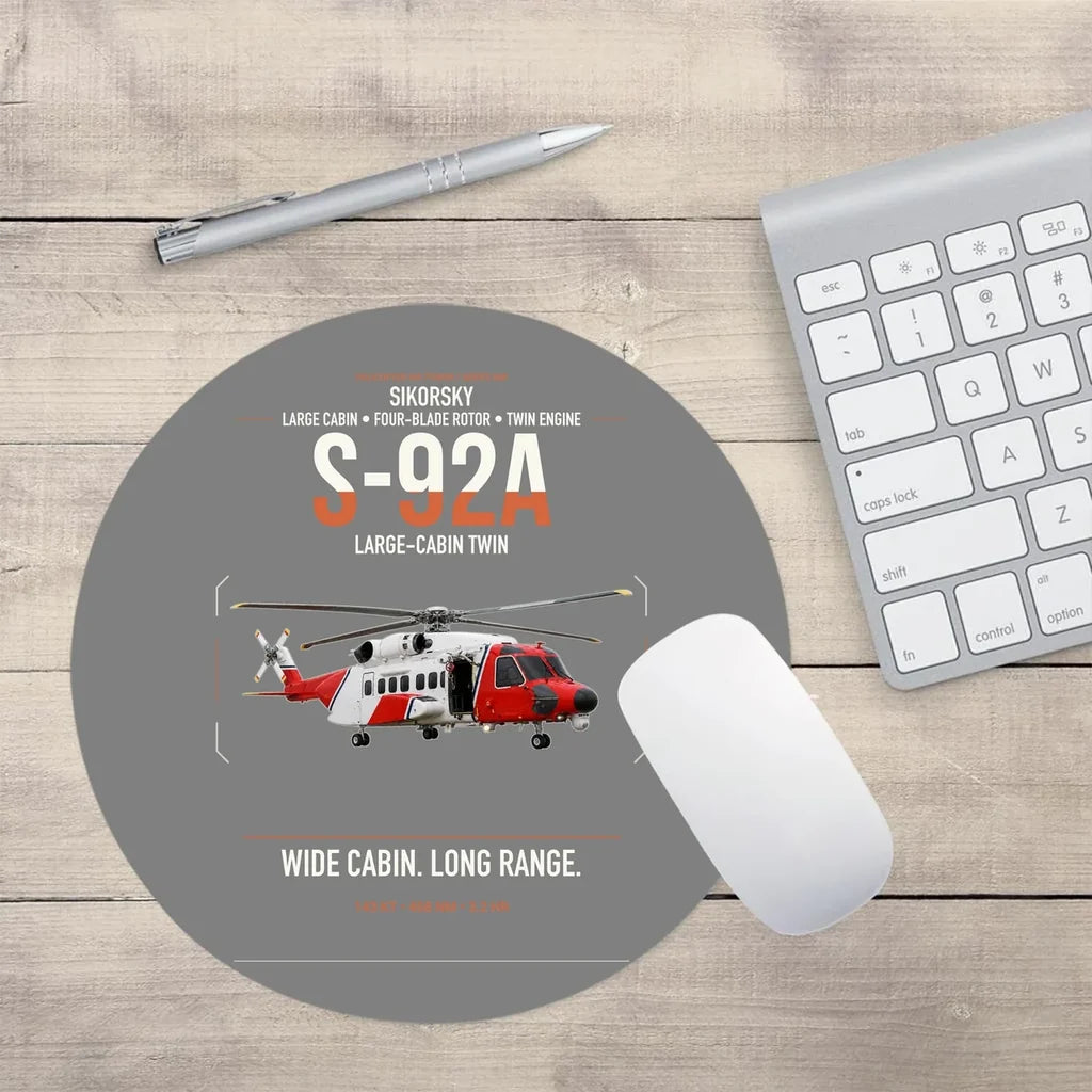 Sikorsky S-92A design on gray round mouse pad