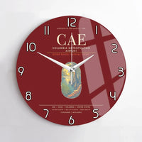 Thumbnail for Columbia Metropolitan Airport CAE Wall-Clock No-Frame - Dark Red