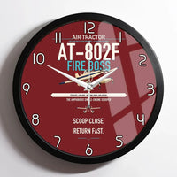 Thumbnail for Air Tractor AT-802F Fire Boss design on dark red framed wall clock