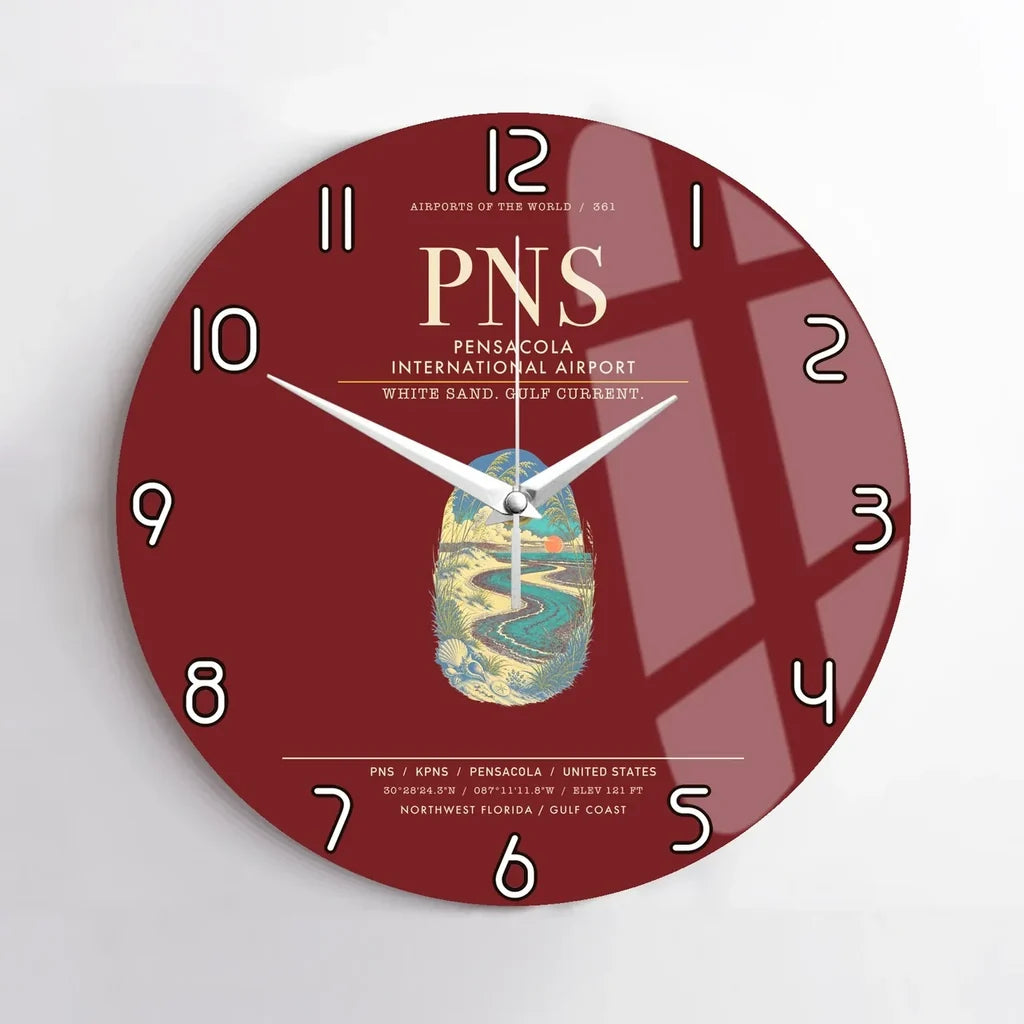 Pensacola International Airport PNS Wall-Clock No-Frame - Dark Red