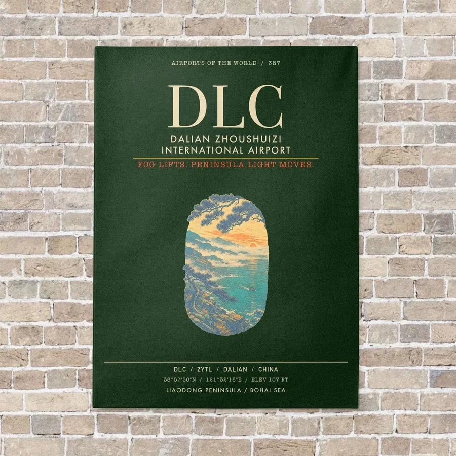 Dalian Zhoushuizi International Airport DLC - Canvas Framed - Dark Green