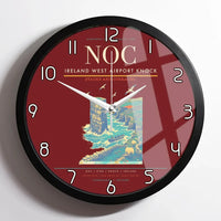 Thumbnail for Ireland West Airport Knock (NOC) design on dark red framed wall clock