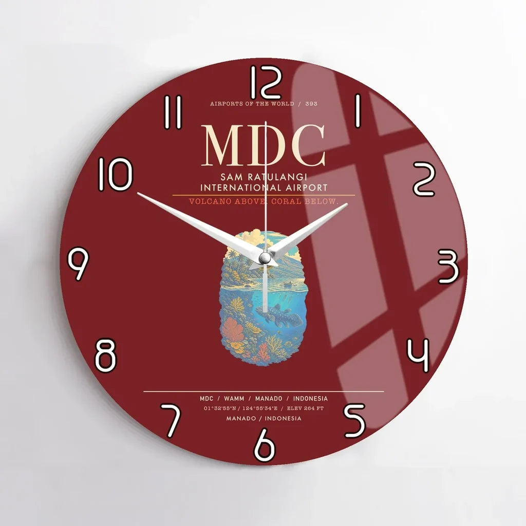 Sam Ratulangi International Airport Manado MDC Wall-Clock No-Frame - Dark Red