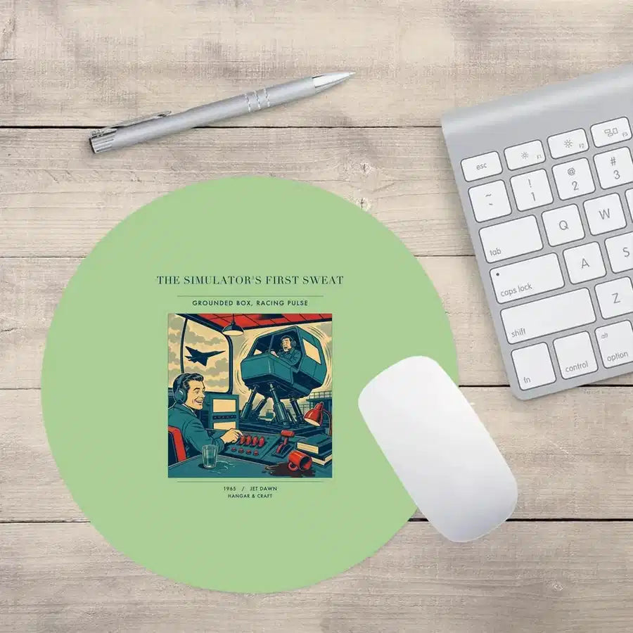 VINTAGE G4462 - The Simulator's First Sweat - Designed Mouse Pads design on lightgreen round
