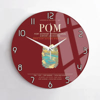 Thumbnail for Port Moresby International Airport POM Wall-Clock No-Frame - Dark Red