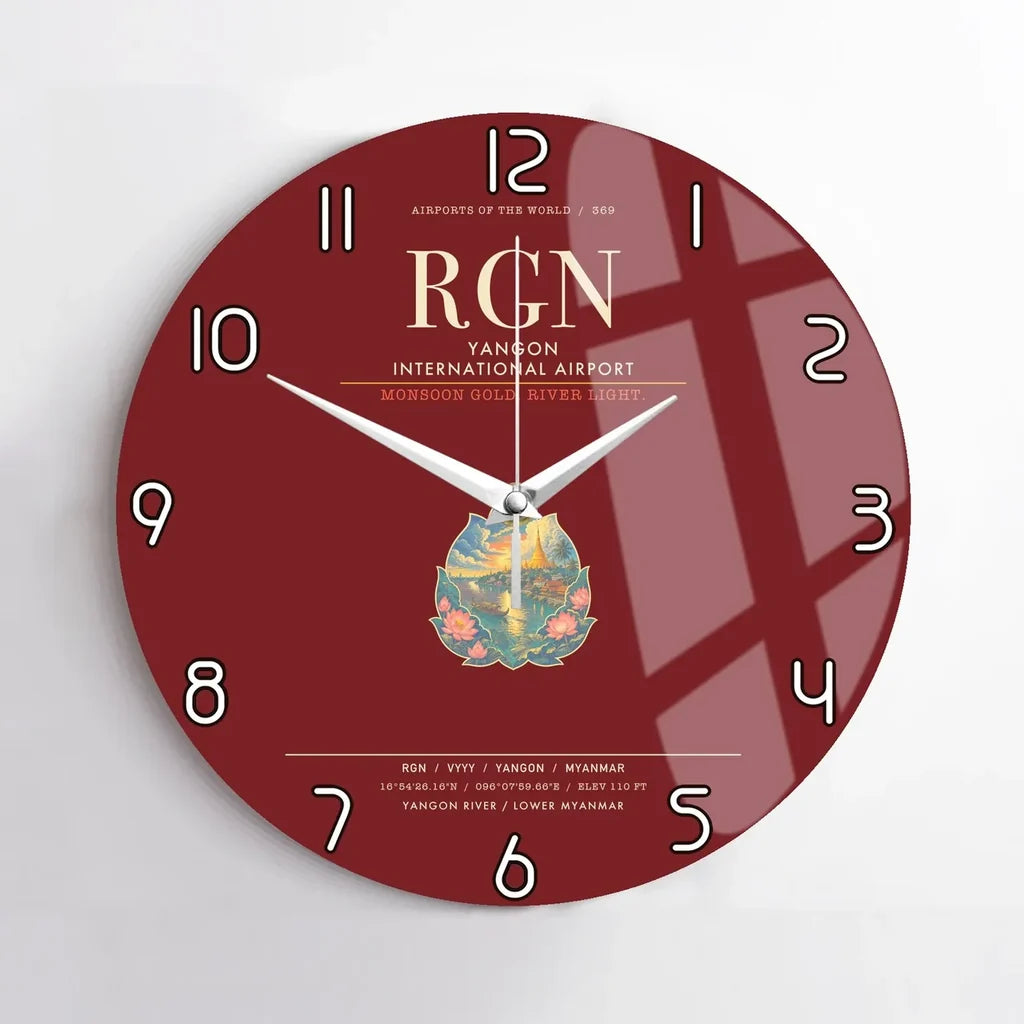 Yangon International Airport RGN Wall-Clock No-Frame - Dark Red