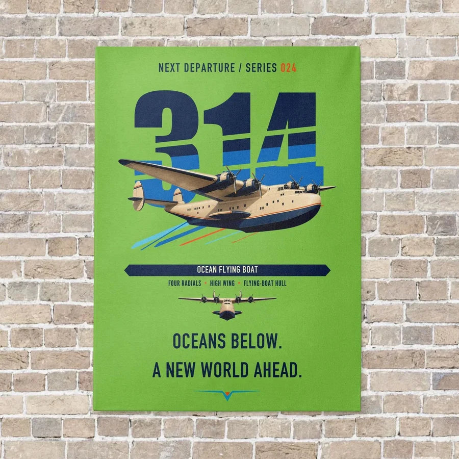 Boeing 314 Clipper vertical canvas print - no frame - light green background