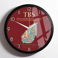 Thumbnail for Tbilisi International Airport (TBS) design on dark red framed wall clock