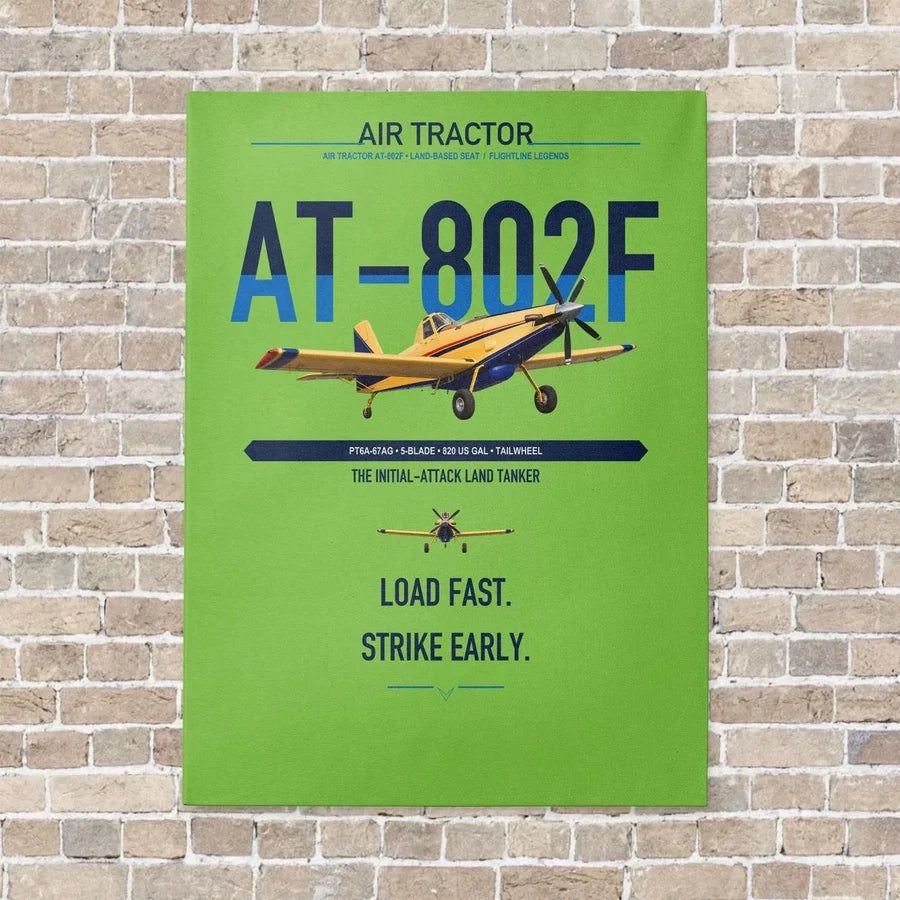 Air Tractor AT-802F vertical canvas print - no frame - light green background