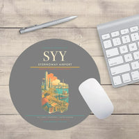 Thumbnail for Stornoway Airport (SYY) design on gray round mouse pad