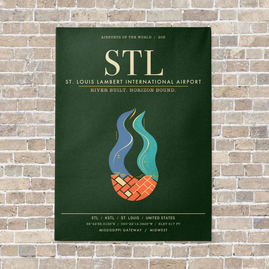 St. Louis Lambert International Airport STL - Canvas Framed - Dark Green