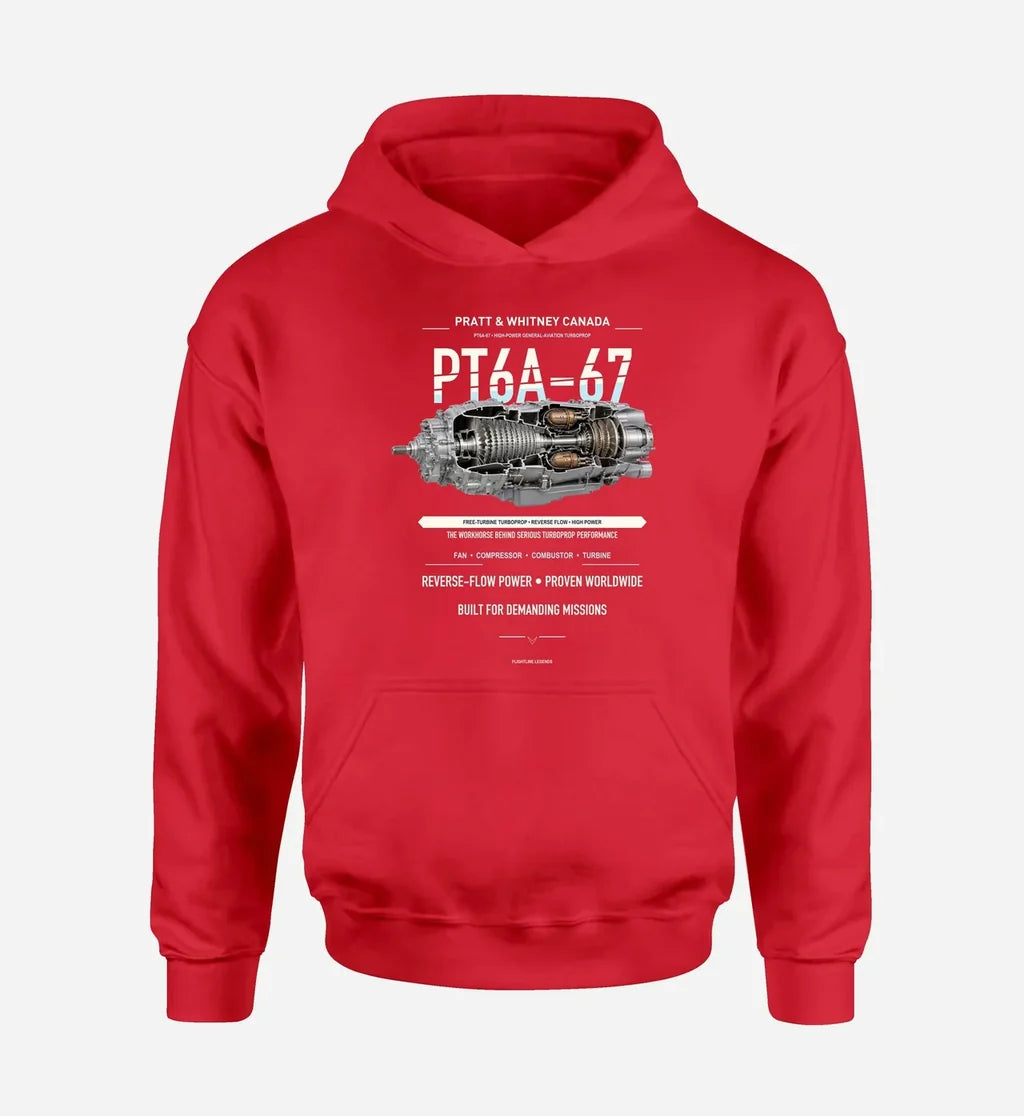 PT6A-67 design on red hoodie single side